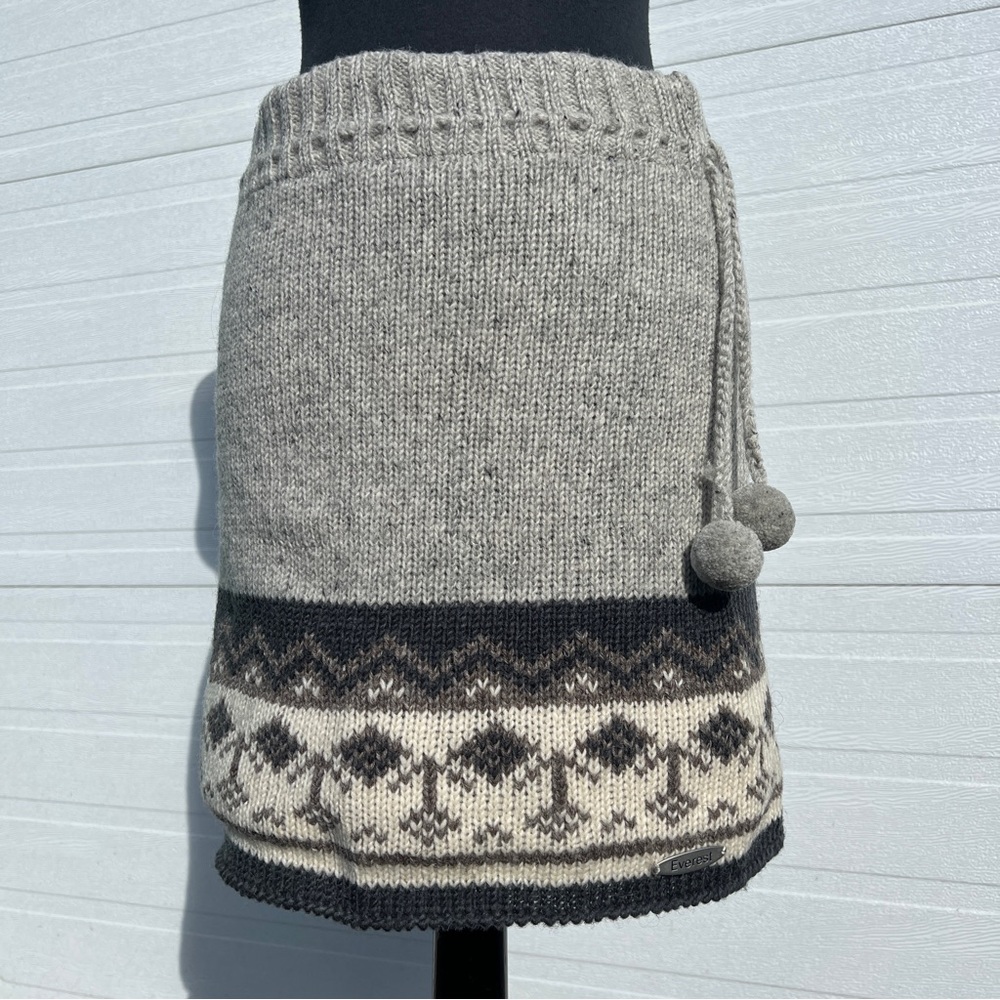 Everest Nepali Knit Wool Apres Ski Fair Isle Mini Megan Skirt, M